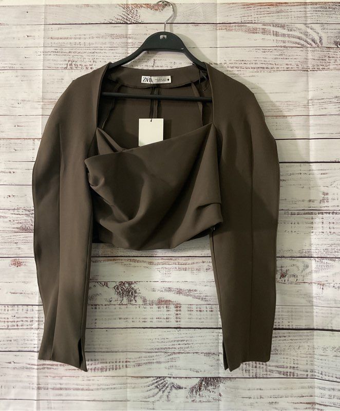 NWT Women's Zara Brown Crop Top Size M