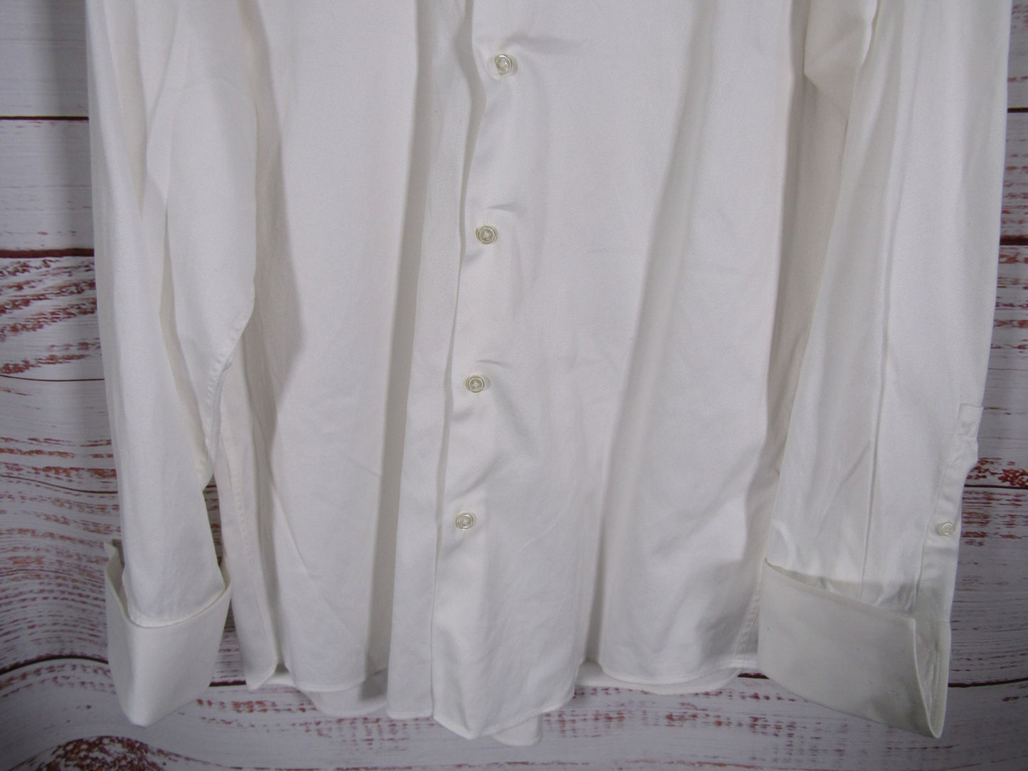 Hugo Boss Lawrence Men's White Long Sleeve French Cuff Shirt Size 16.5