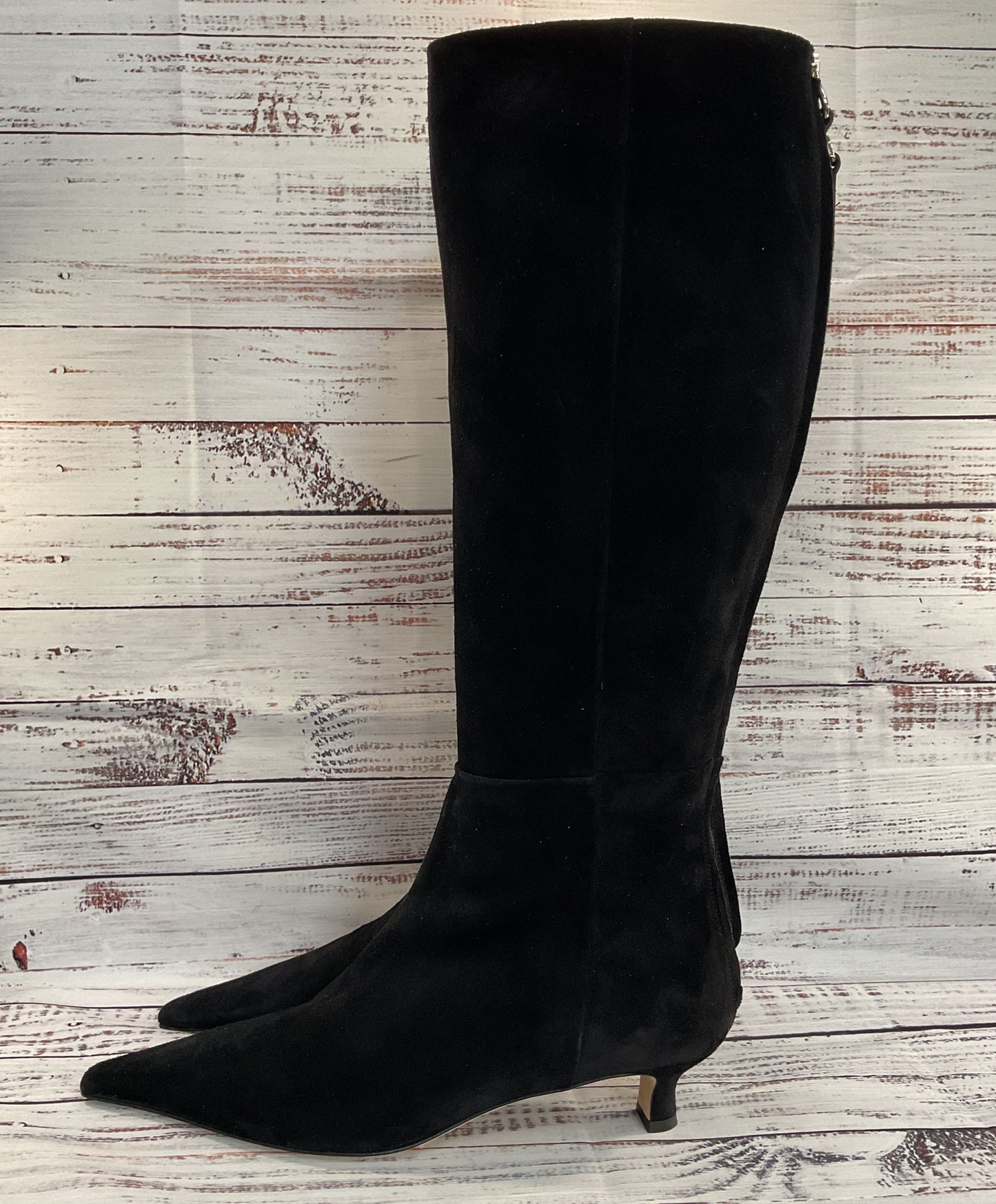 Aeyde Zazie Women's Black Suede Knee High Pointed Boots Size 11 Made in Italy