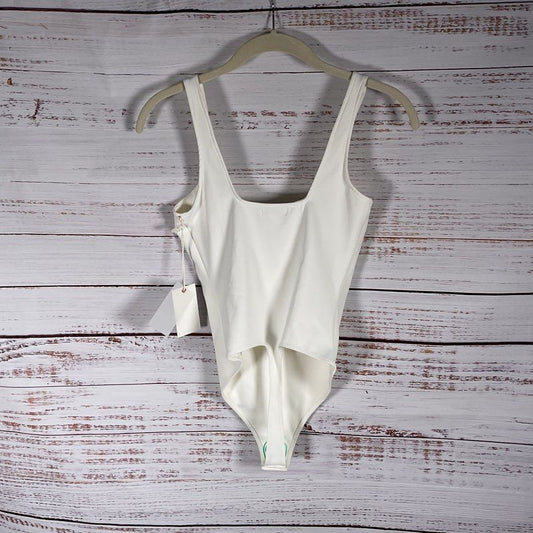 NWT Good American Modern Tank Scuba Bodysuit Romper Swimsuit White Women's sz 1