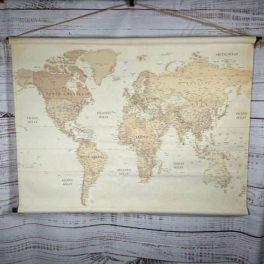 Design Direct Canvas World Map Old Style Atlas Hanging Scroll Wall Art
