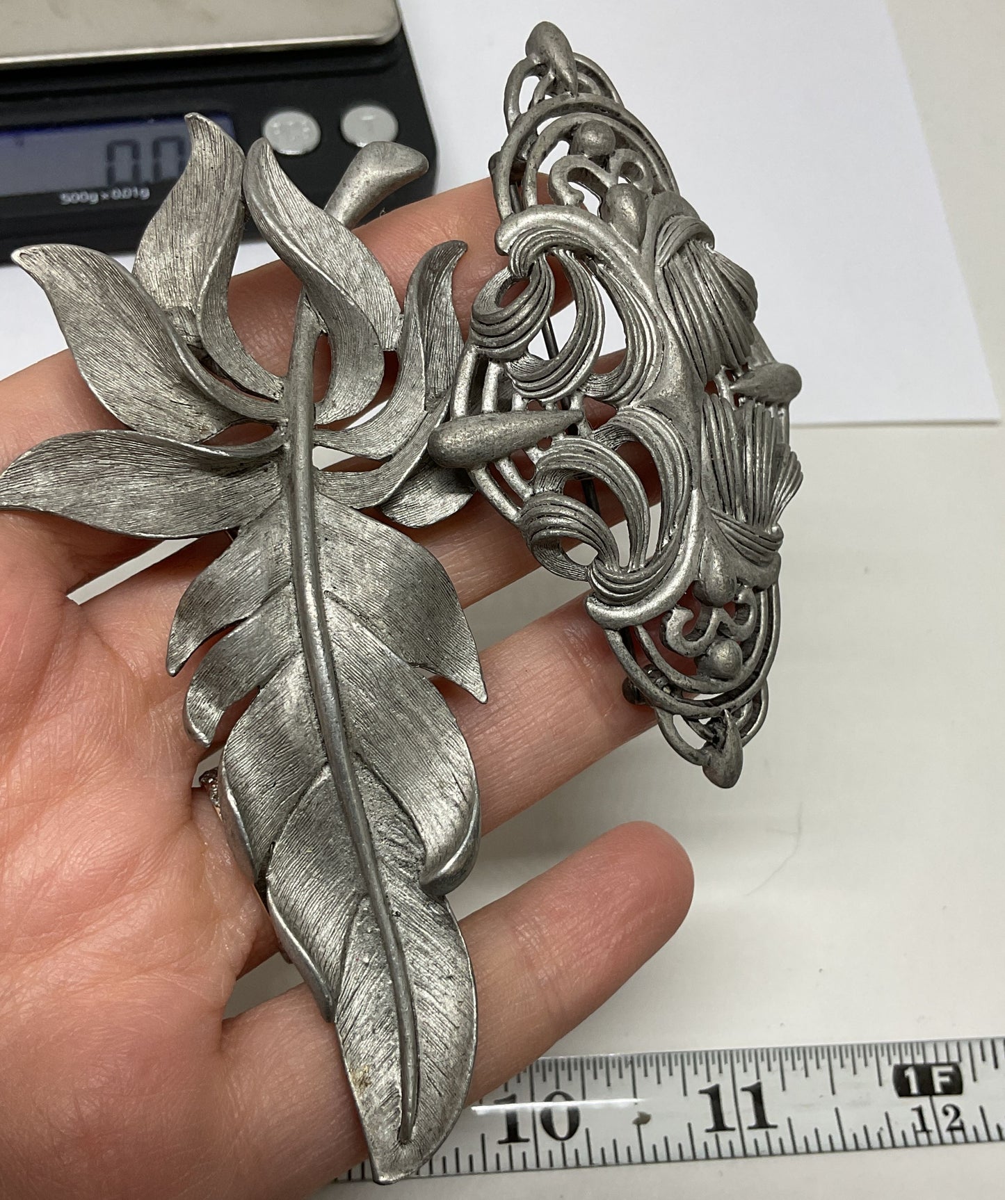 Lot 2 Oscar de la Renta Silver tone Vintage Brooch