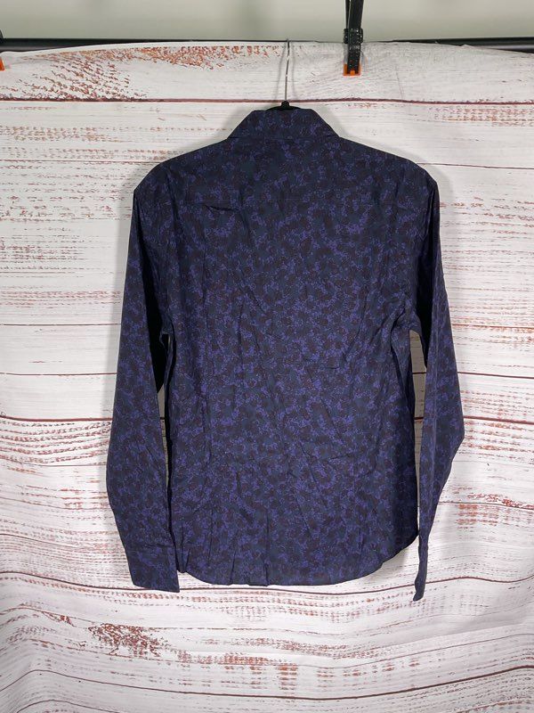 HUGO BOSS Ermo Casual Cotton Shirt Abstract Pattern Kent Collar Slim Fit -Size S