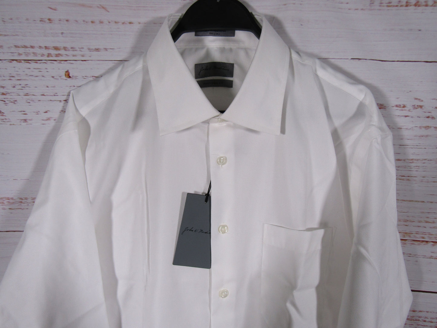 Nordstrom Men's White 100% Cotton Long Sleeve Button Down Shirt Size 17 x 36