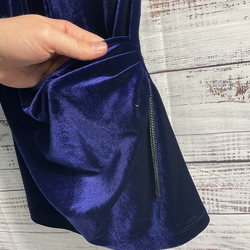 NWT Elie Tahari Jay Knit Navy Velour Sleeveless Ring Collar Blouse - Size M