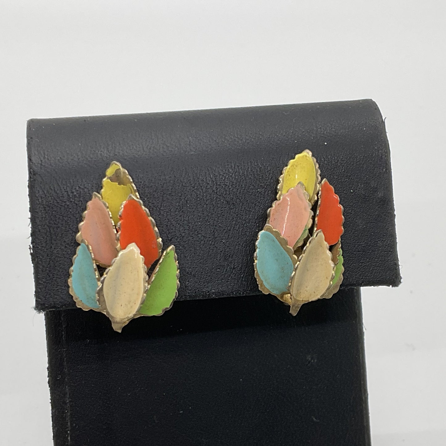 Set of 3 VTG. Enamel, Faux Pearl and Lucite Clip-On Earrings