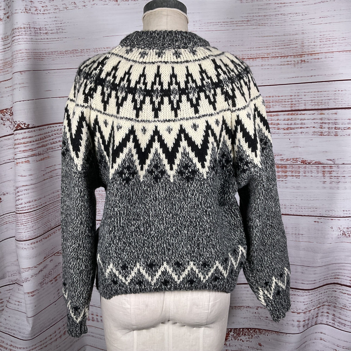 MNG Women's Gray Black White Pullover Knit Sweater- SZ L