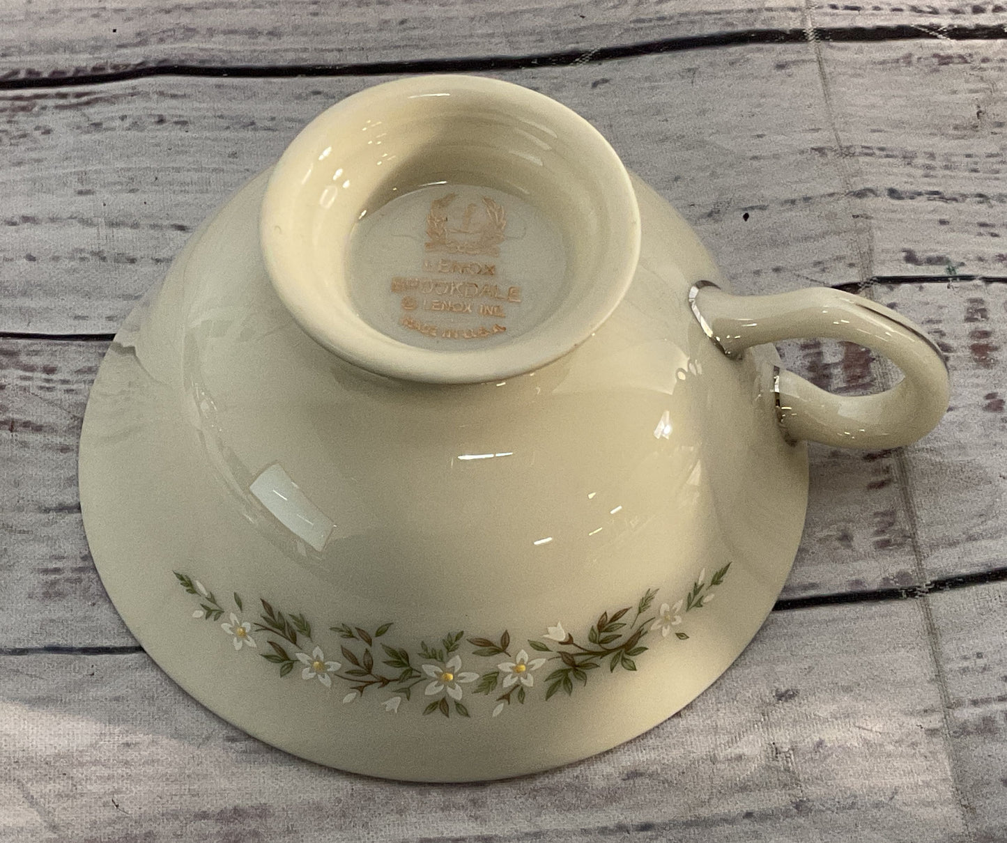 Lenox Brookdale Floral Footed Lot of 10 Cups Cream