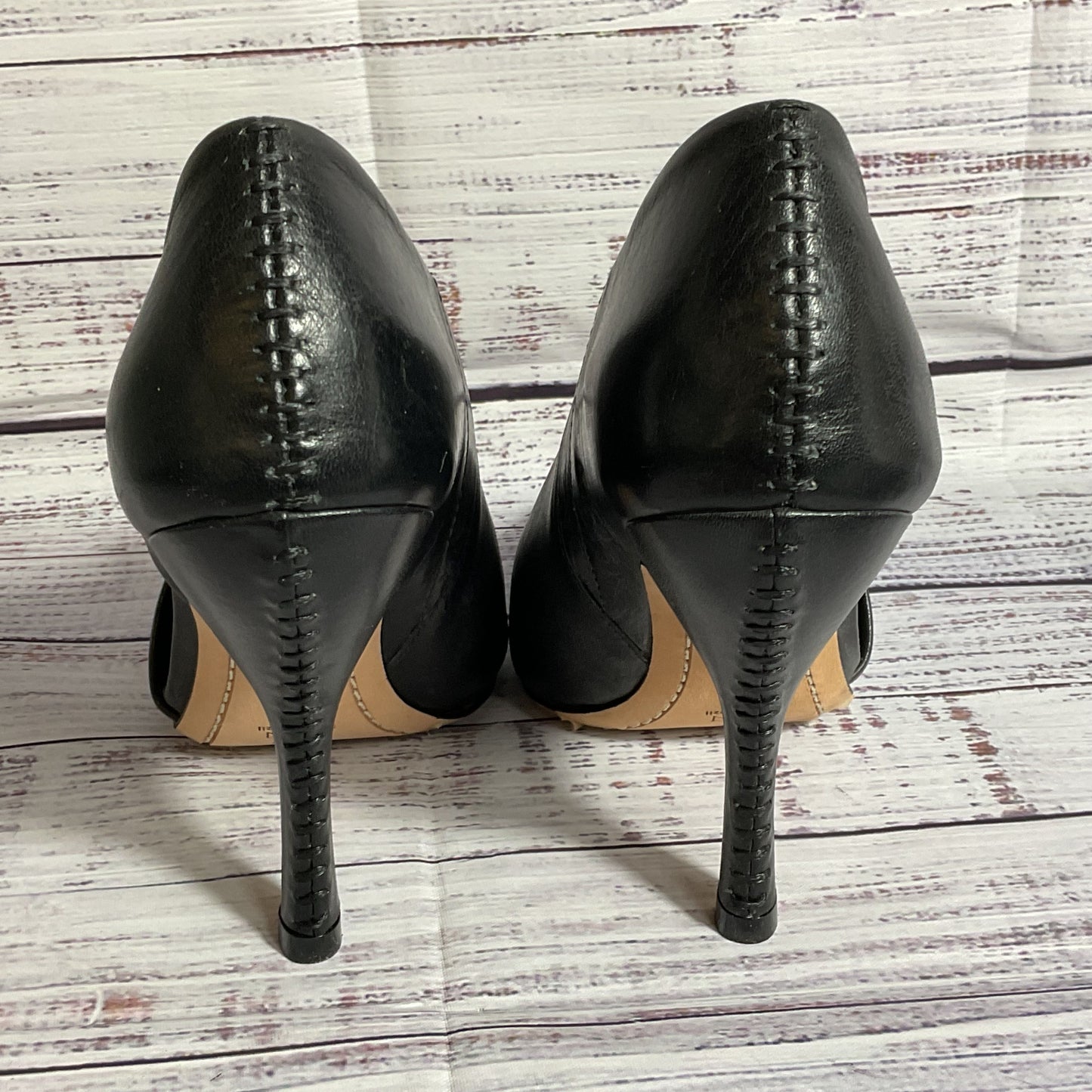 ALICE X OLIVIA by STACEY BENDEL Black Side Peep Pump Heels- SZ 36