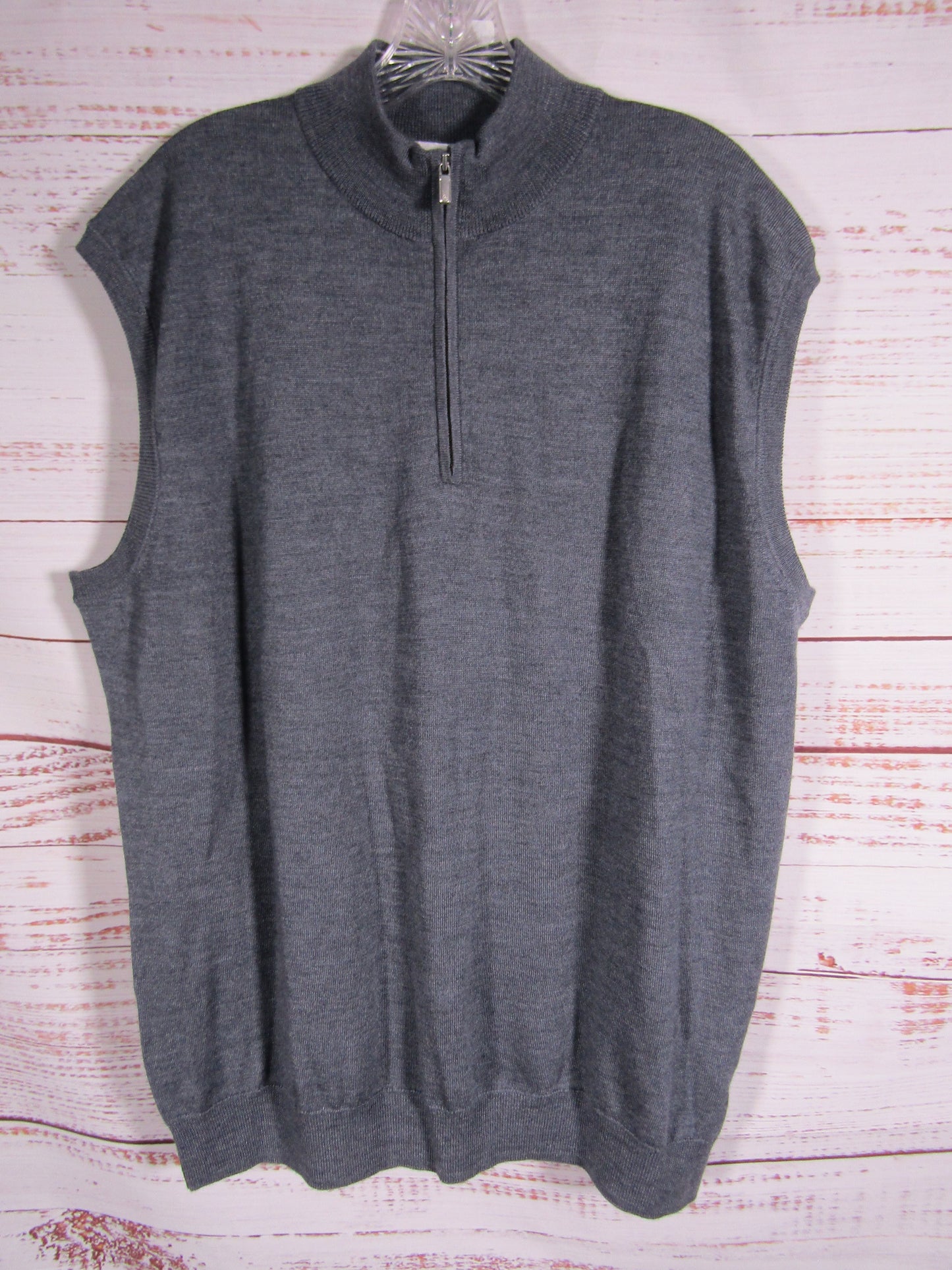 Peter Millar Autumn Crest Men's Gray Wool Blend Quarter Zip Vest Sweater Size XL