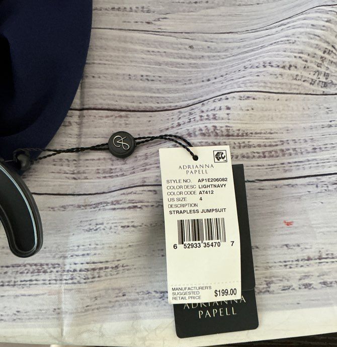 NWT Adrianna Papell Light Navy Strapless Jumpsuit Size 4 Retail $199