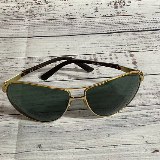 RAY-BAN RB3393 Men's Gold Tone Green Lens Aviator Sunglasses- 54[ ]14 (AS-IS)