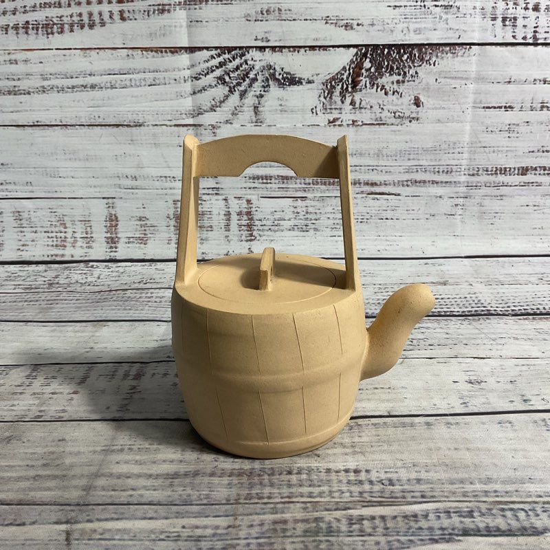 Chinese Yixing Zisha Tan Clay Mini 5" Barrel Tea Pot