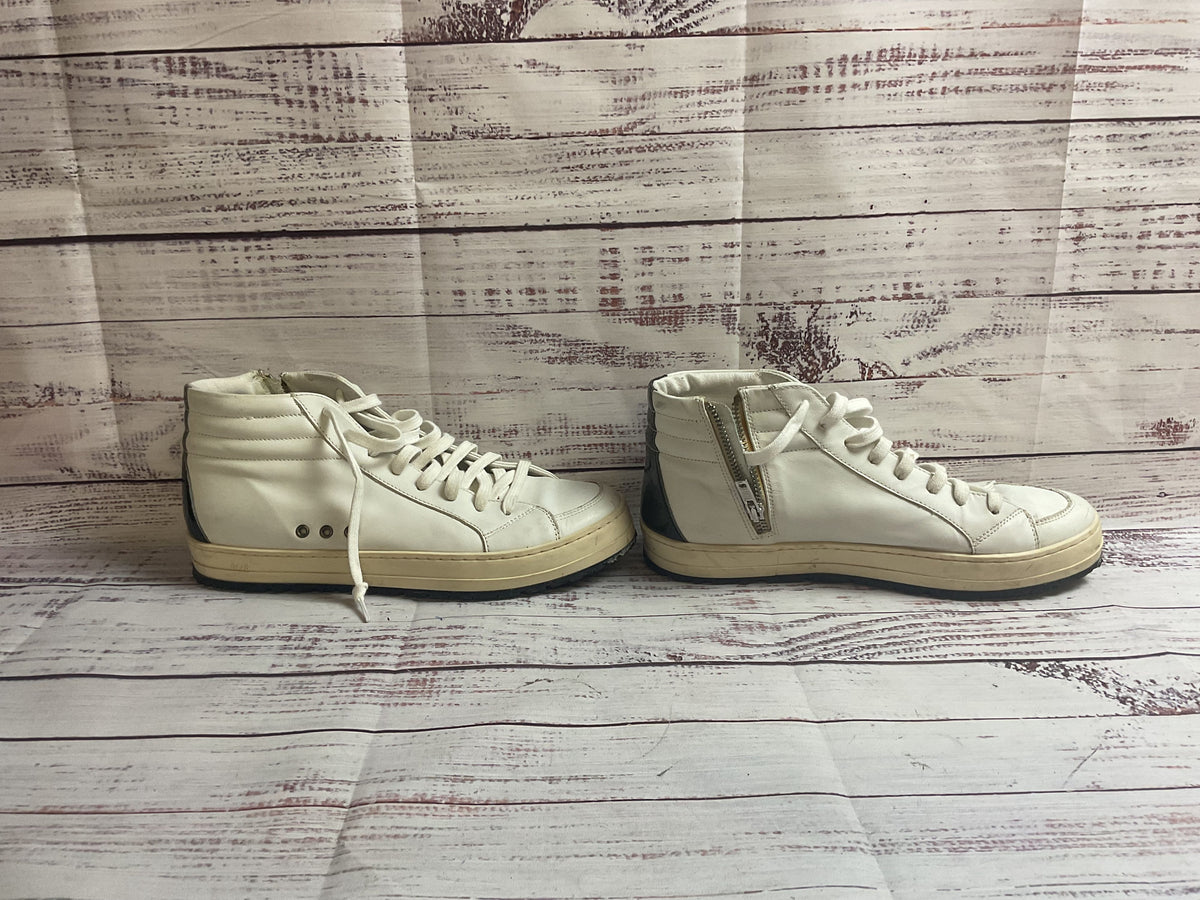 P448 Skate High Top White Zip Sneaker Athletic Shoe Women 39