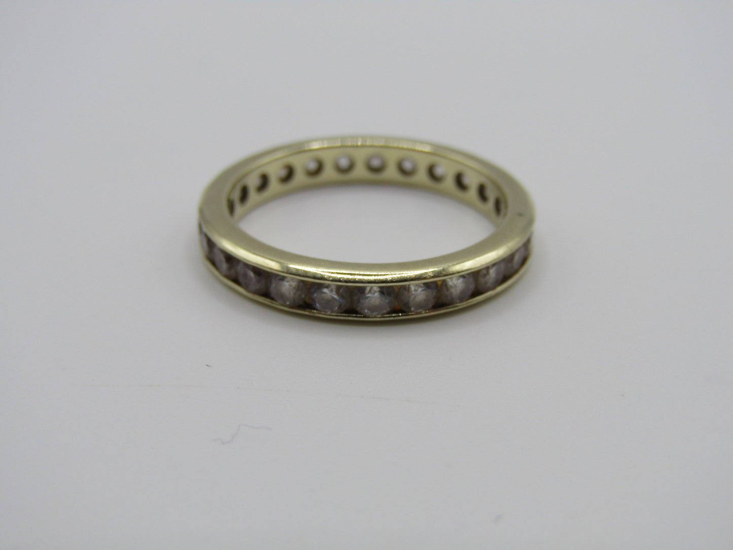 LI 3mm 14k Yellow Gold CZ Eternity Band Ring Size 7.5