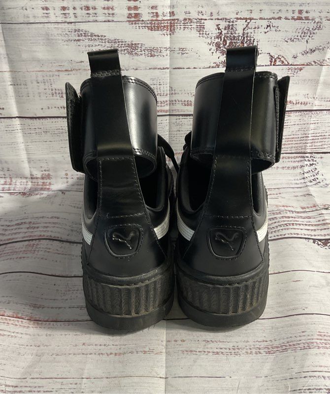 PUMA Fenty By Rihanna Black/White Ankle Strap Creeper Platform Sneakers Size 6