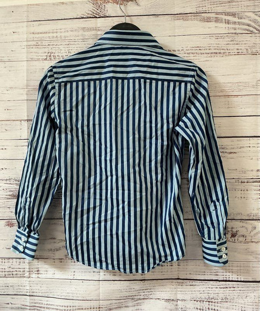 Boy's Robert Graham Blue Striped Button Down Shirt Size S/8