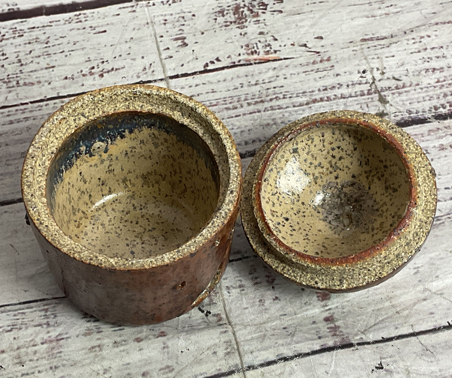 Handmade Ceramic Glazed 4" Trinket Box Brown