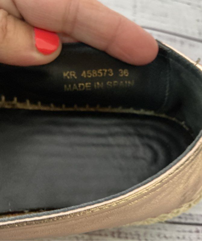 Saint Laurent Logo Metallic espadrilles Color Rose Metal Blush AS IS Retail $750