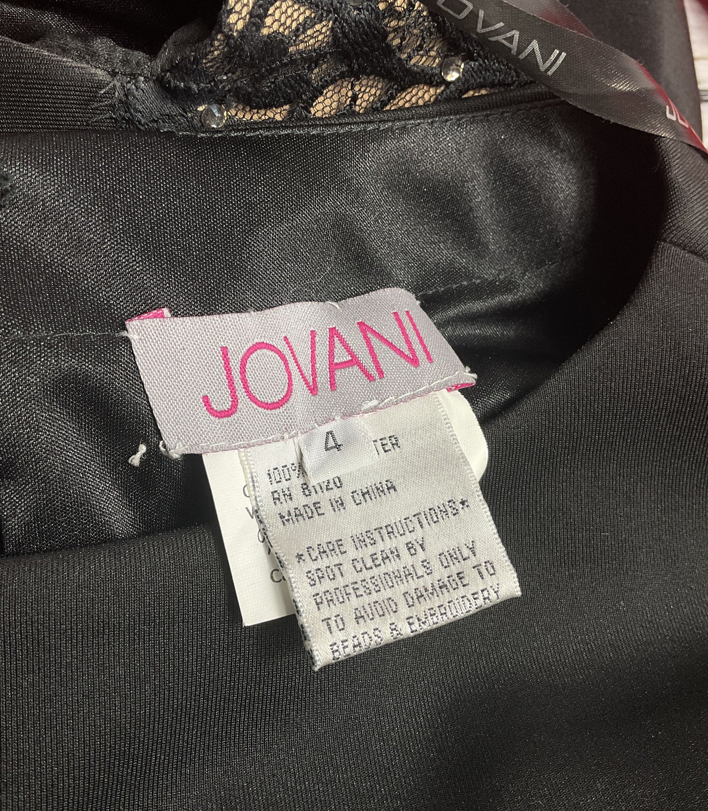 Jovani Lace Illusion Side Formal Dress Black 4