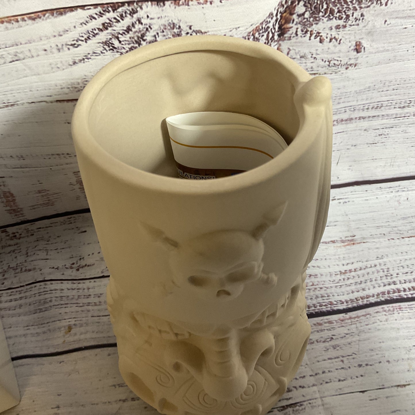 NEW Signed BRAD PARKER "Shrunk'n Monk Mahalo Tiki" Bisque Mug with COA