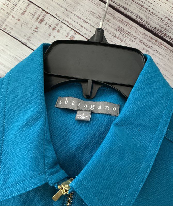 NWT Women's Sharagano Blue Sleeveless Shirt Dress Size 4 Retail $104