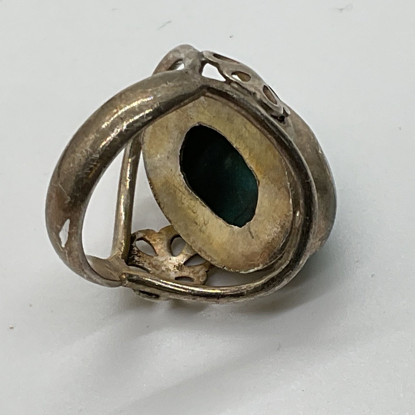 Sterling Silver & Oval Turquoise SZ 6 Ring- 8.96g