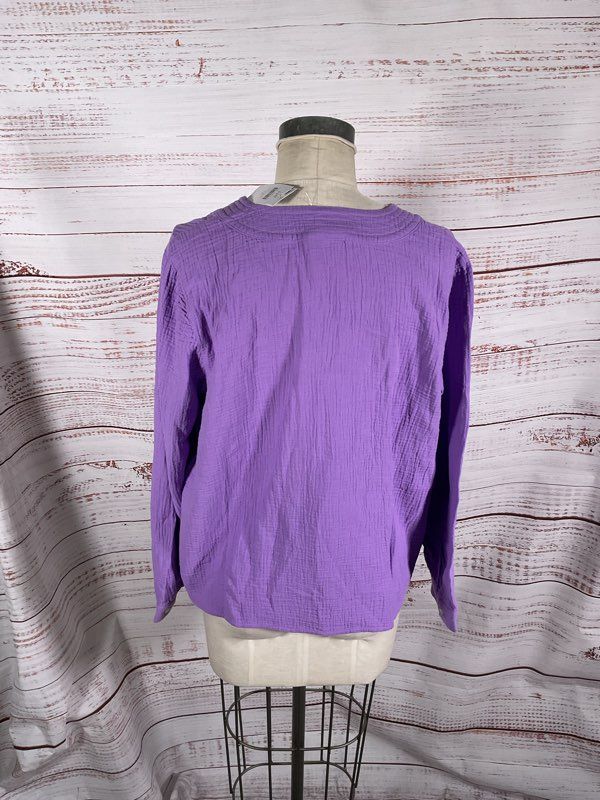 NWT J JILL Women's V-Neck Long Sleeve Purple Blouse Size LP