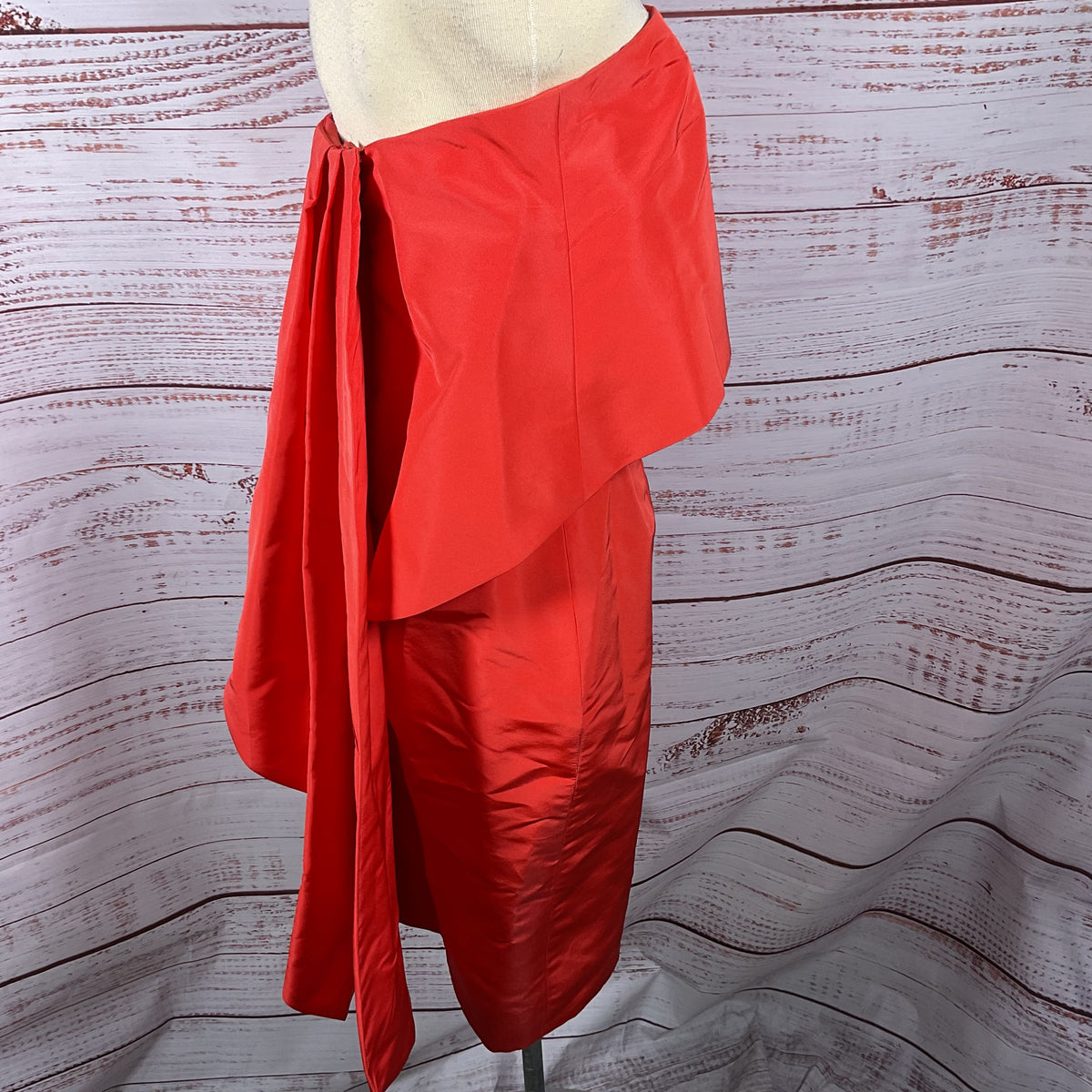 MONIQUE LHUILLIER Women's Silk Strapless Pleated Corset Bodice Dress- SZ 6