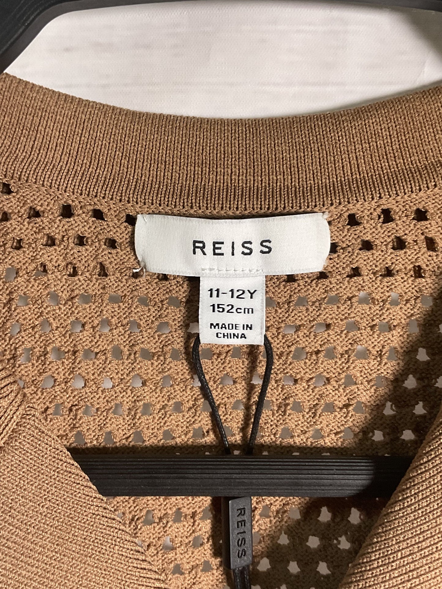 Reiss Camel/Green Jensen Cuban Collared Short Sleeve - Size 11-12Y
