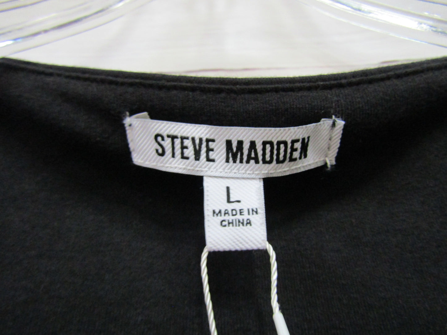 Steve Madden Women's Black V-Neck Bodysuit With Shoulder Pads Size L