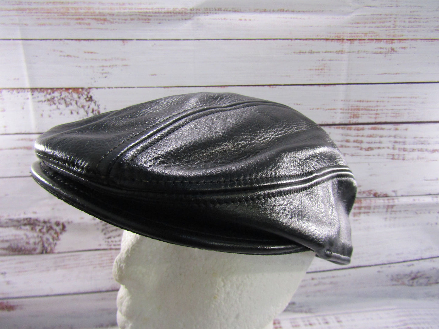 Goorin Bros Chandler Fields Men's Black Leather Newsboy Cabbie Flat Cap