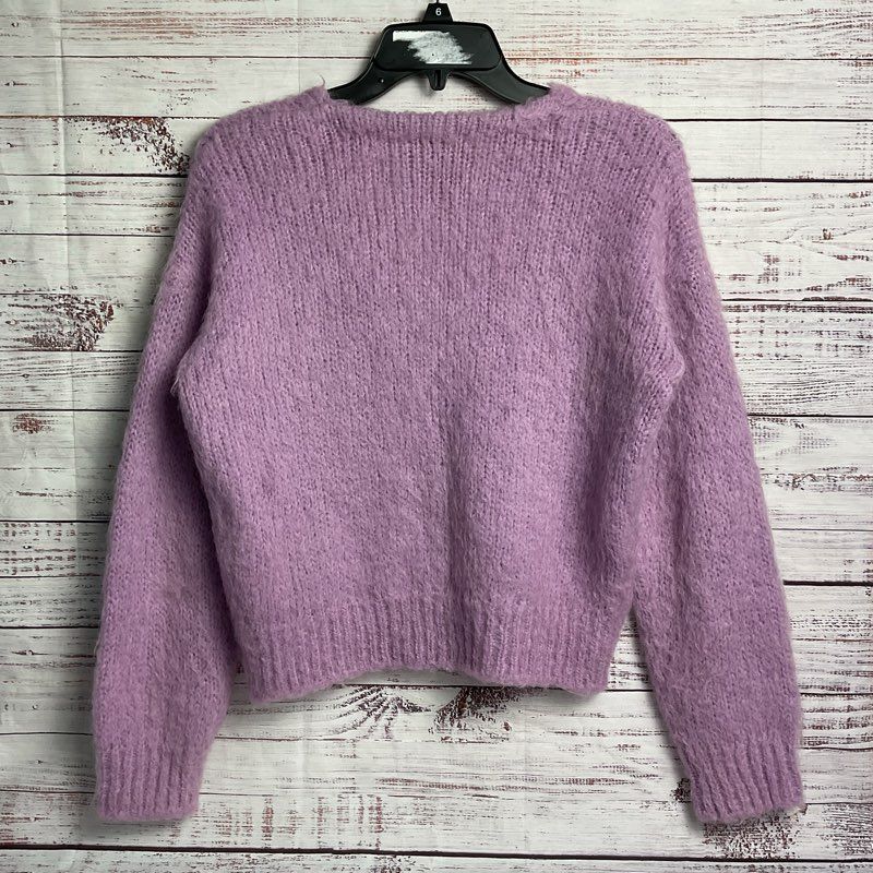 Maje Purple Fuzzy Knit Cropped 4 Button Cardigan Sweater - Size 2