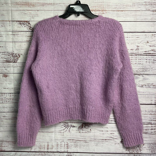 Maje Purple Fuzzy Knit Cropped 4 Button Cardigan Sweater - Size 2