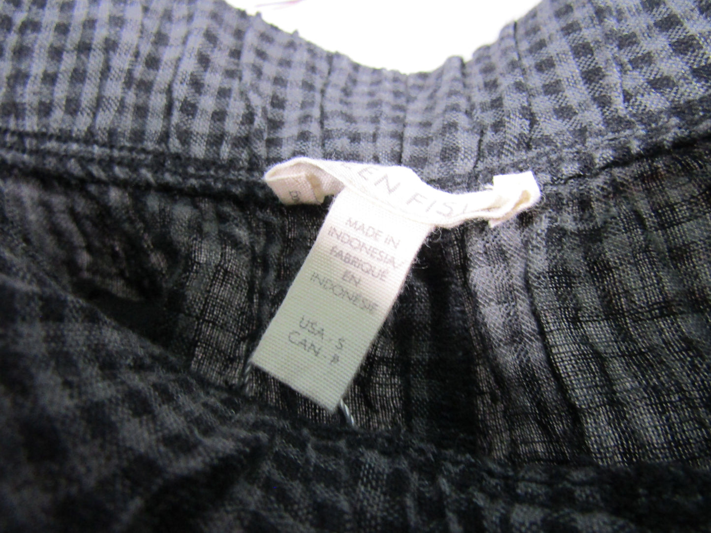 Eileen Fisher Women's Gray Microcheck Organic Linen Pants Size S