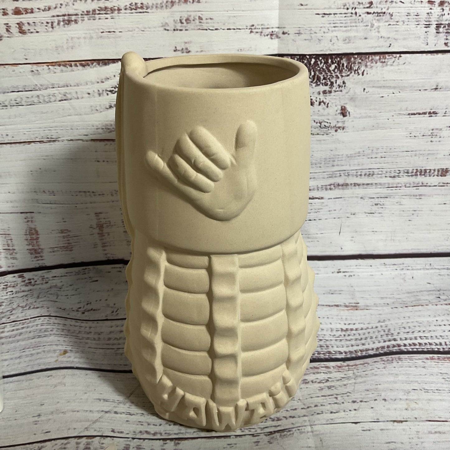 NEW Signed BRAD PARKER "Shrunk'n Monk Mahalo Tiki" Bisque Mug with COA