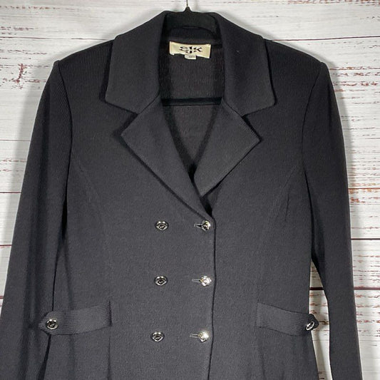 VTG. ST. JOHN Women's Knit Double Breast Long Jacket with Side Accent- SZ 12