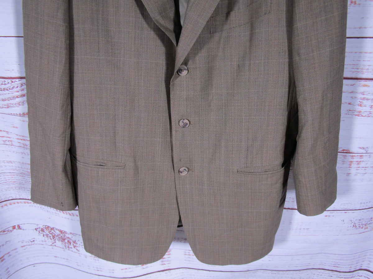 Ermenegildo Zegna Men's Brown Plaid Wool Blazer Jacket Size 40