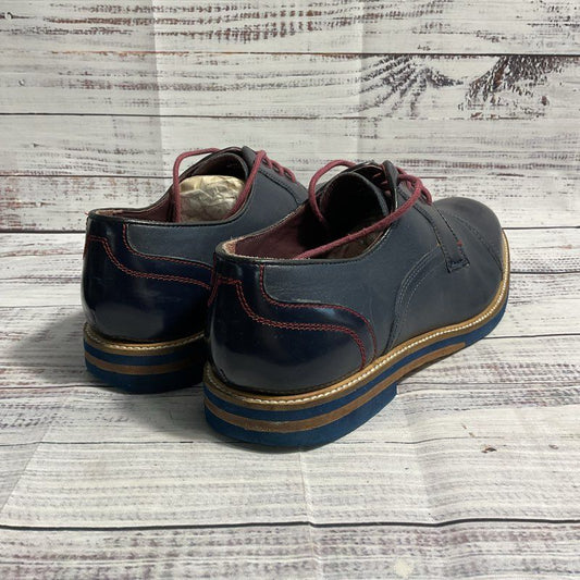 Ted Baker London Braythe 2 Navy & Burgundy Blue Derby Dress Shoes Men's Size 9