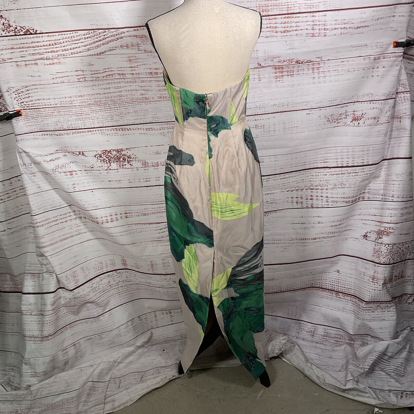 Milly Asymmetrical Tropic Strapless Botanical Jacquard Midi Dress - Size 4