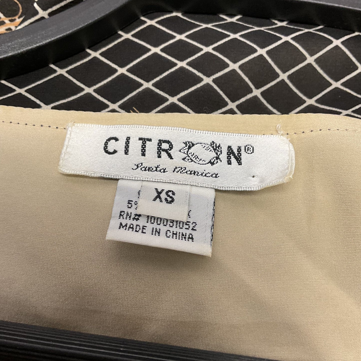 Citron Black Grid Print Silk Shirt Button Up Dress And Tank Top Set - Size XS