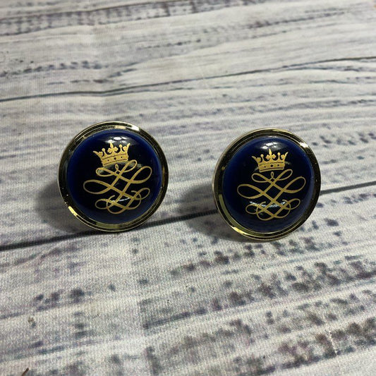 VTG Royal Copenhagen Round Blue Crown Cufflinks