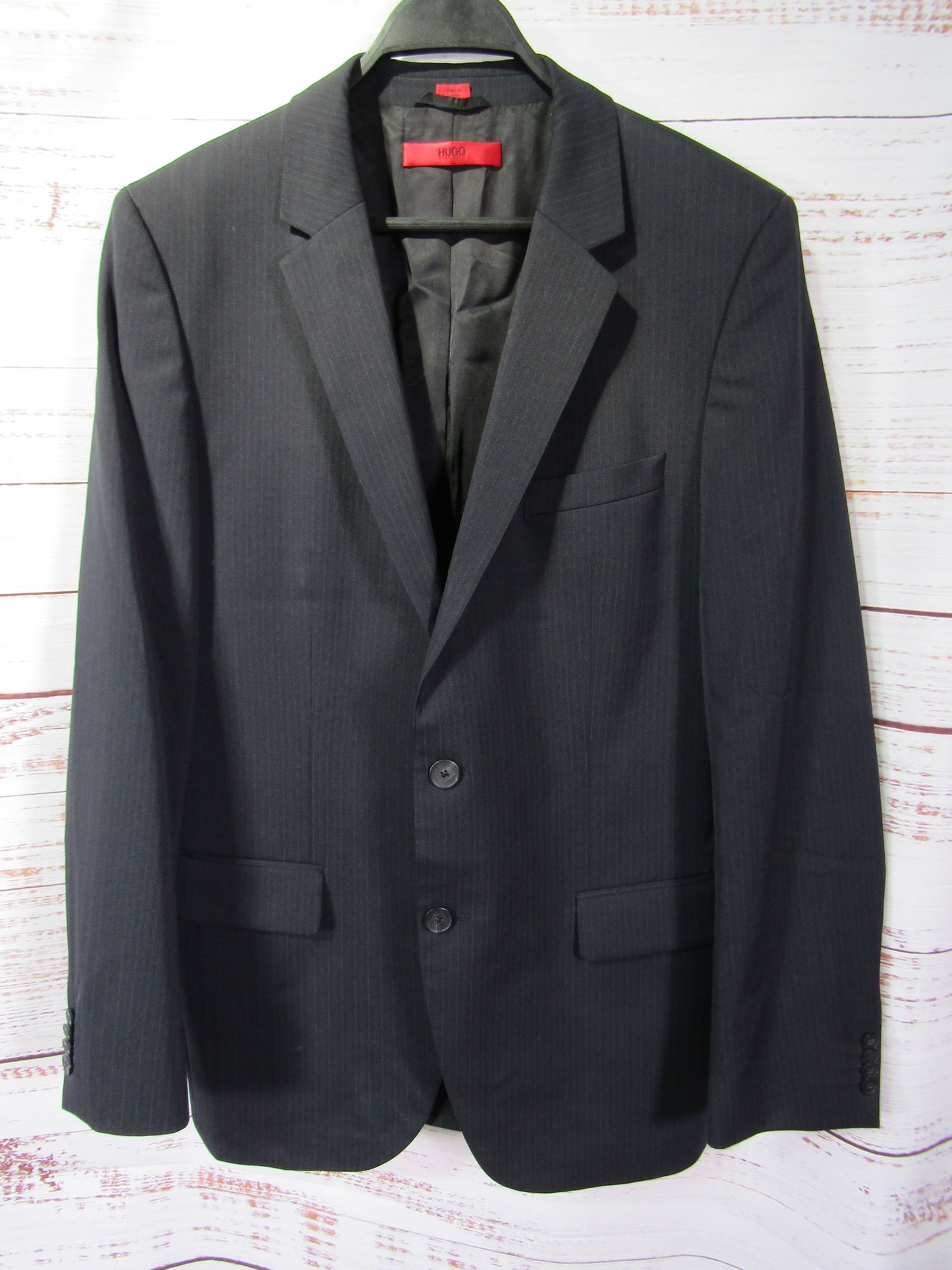 Hugo Boss Men's Black Pinstripe Blazer Jacket - Size CHECK MEASUREMENTS