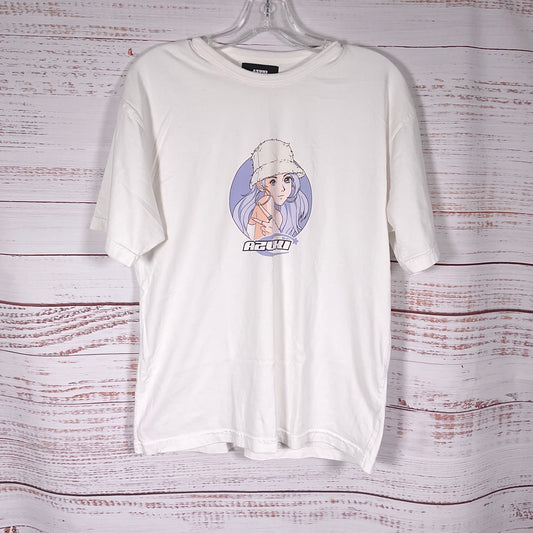 Azuki Anime Skater Girl Y2K White T-shirt - Size S