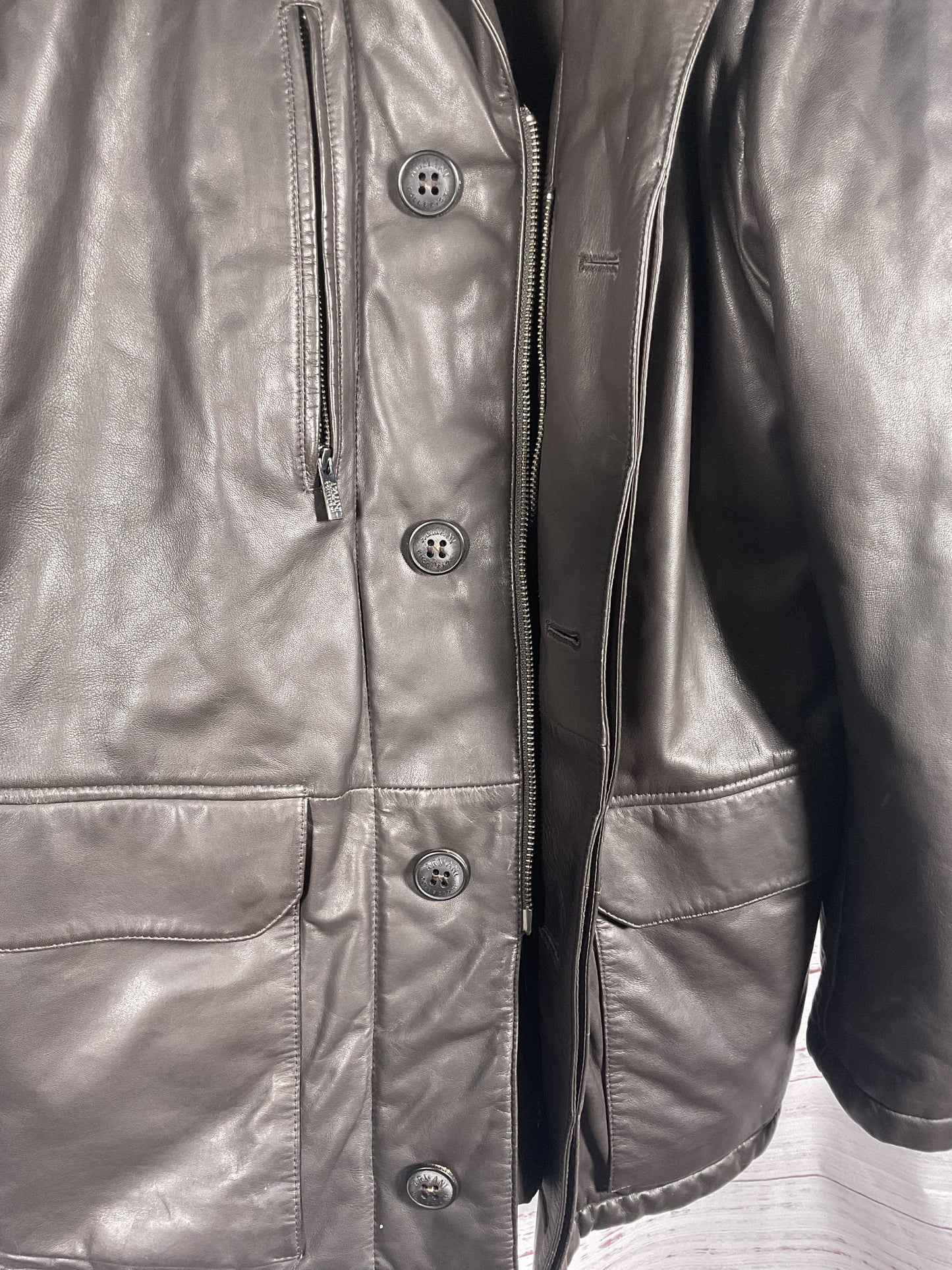 Armani Collezioni Dark Brown Lambskin Jacket - Size 40