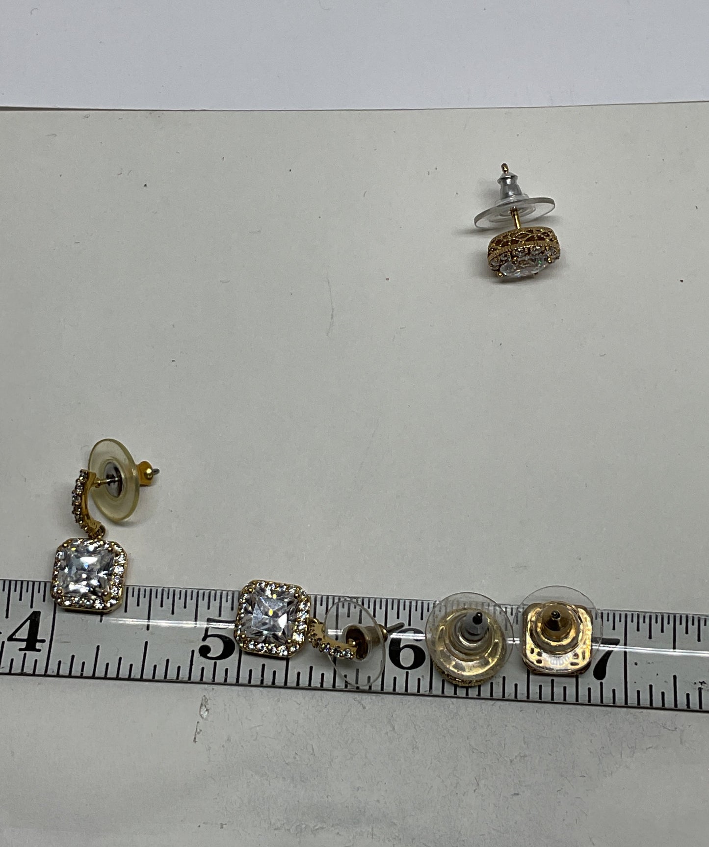 Lot 3 Sterling Silver Gold Tone Earrings with Rhinestones