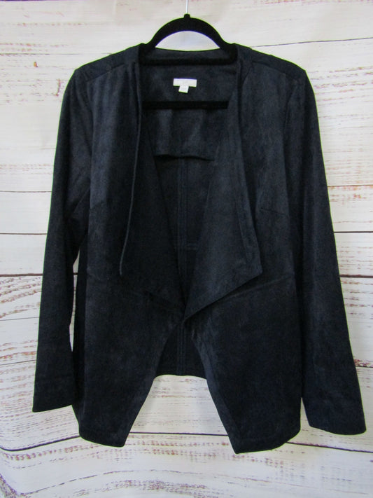 J. Jill Navy Blue Faux Suede Draped Jacket Size M