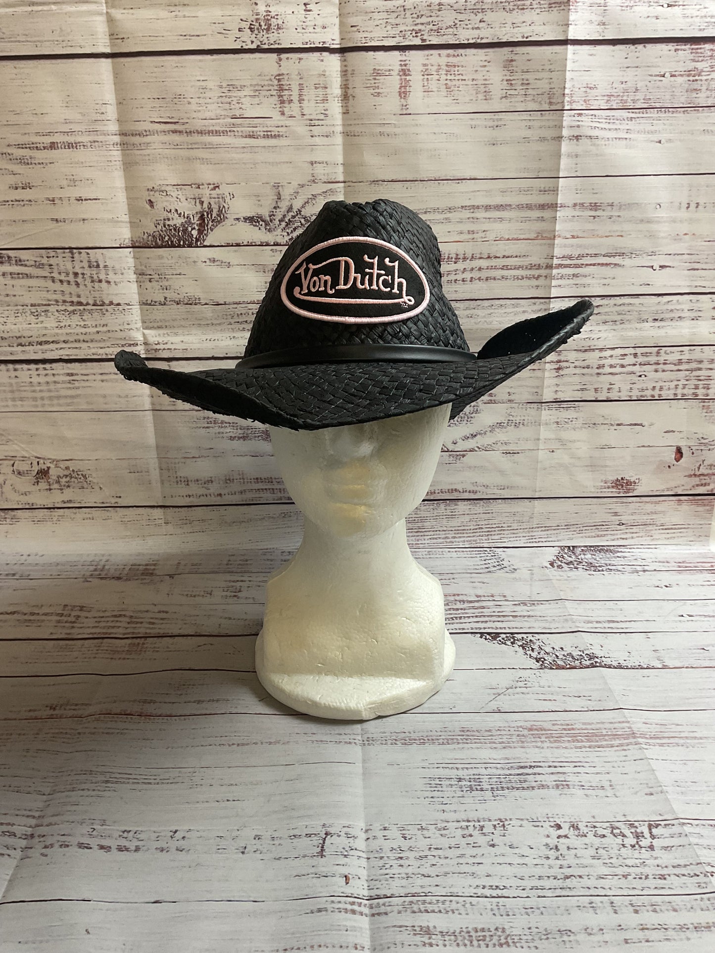Von Dutch Black Straw Cowboy Hat - Size OS