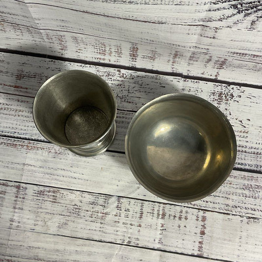 Lot Of 2 VTG. Pewter Dishes 4"x3" Tiffany Cup, 2"x4" Revere Reproductions Bowl