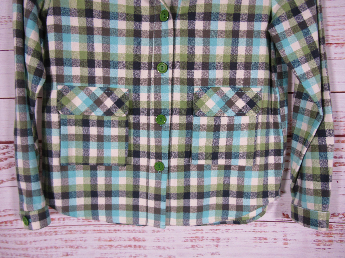 Leylie Women's Green Plaid Campfire Shirt Jacket Size XS